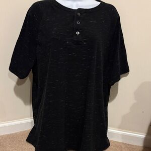 Faded Glory Men’s Black Speckled Short Sleeve Henley in XL